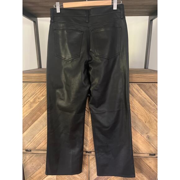 J. Crew Faux Leather Slim Wide Leg Pants Black Size 27 - Picture 4 of 5